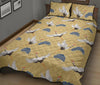 Heron Japanese Pattern Print Bed Set Quilt-grizzshop