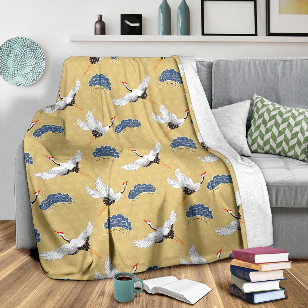 Heron Japanese Pattern Print Blanket-grizzshop