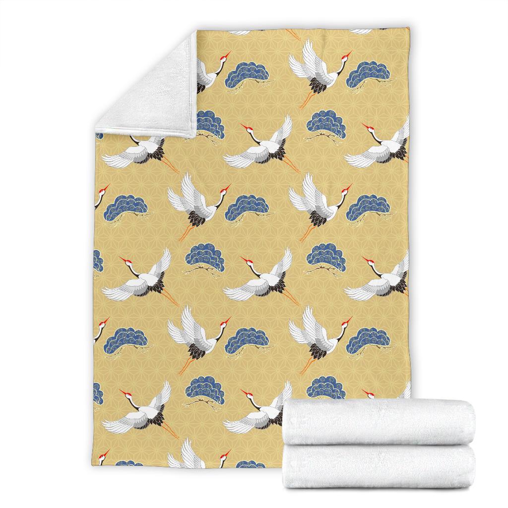 Heron Japanese Pattern Print Blanket-grizzshop