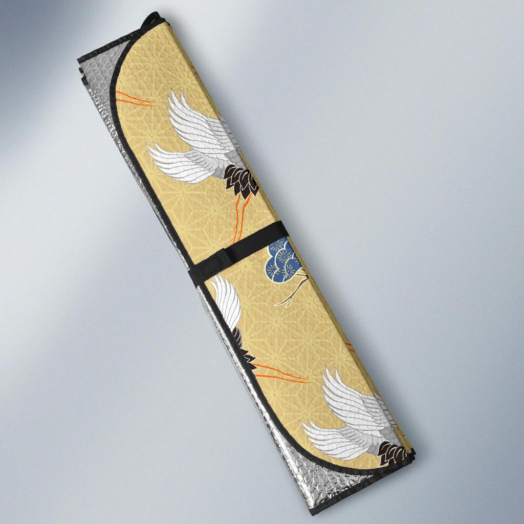 Heron Japanese Pattern Print Car Sun Shade-grizzshop