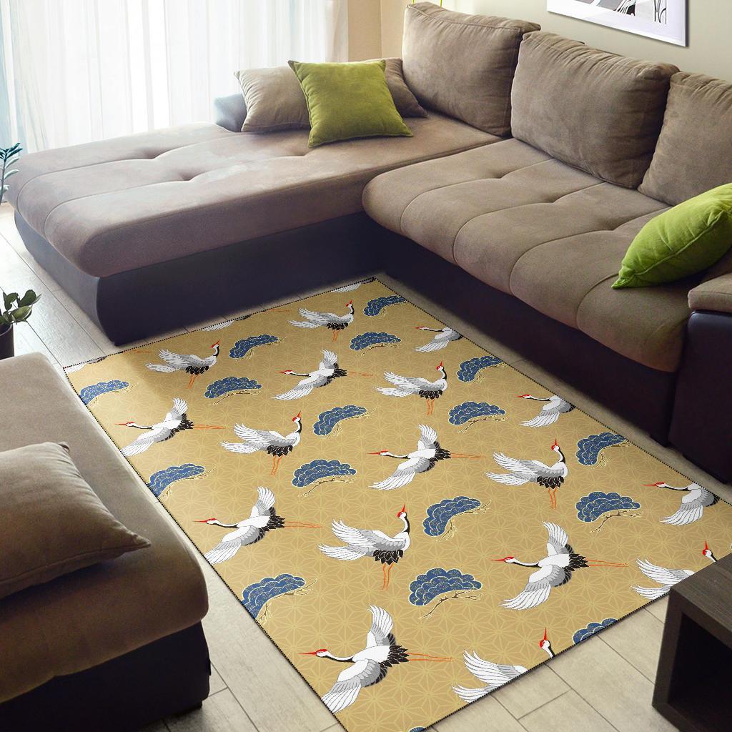 Heron Japanese Pattern Print Floor Mat-grizzshop