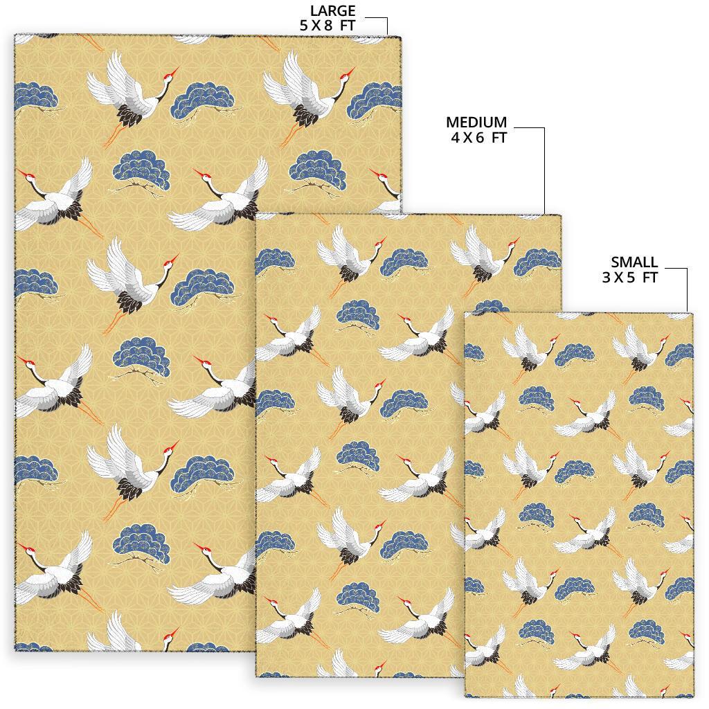 Heron Japanese Pattern Print Floor Mat-grizzshop