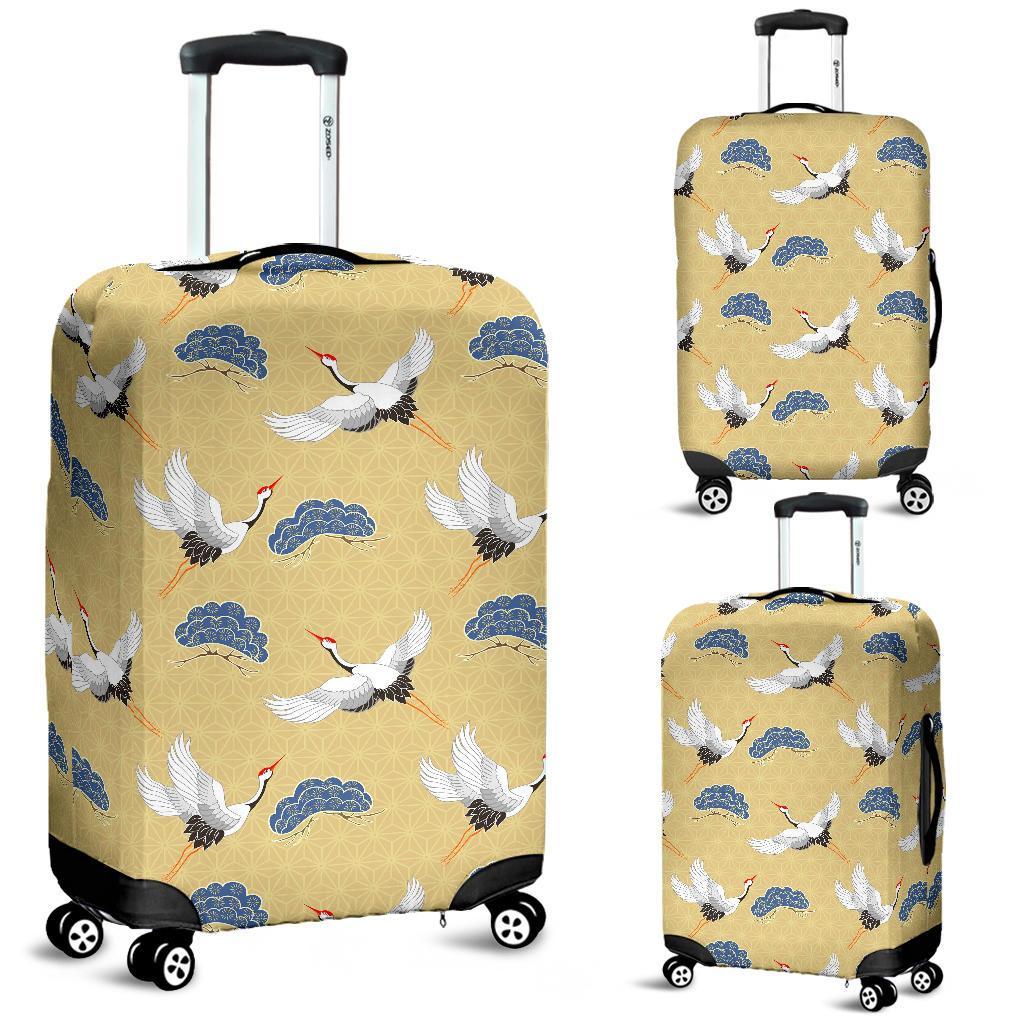 Heron Japanese Pattern Print Luggage Cover Protector-grizzshop