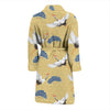 Heron Japanese Pattern Print Men Long Robe-grizzshop