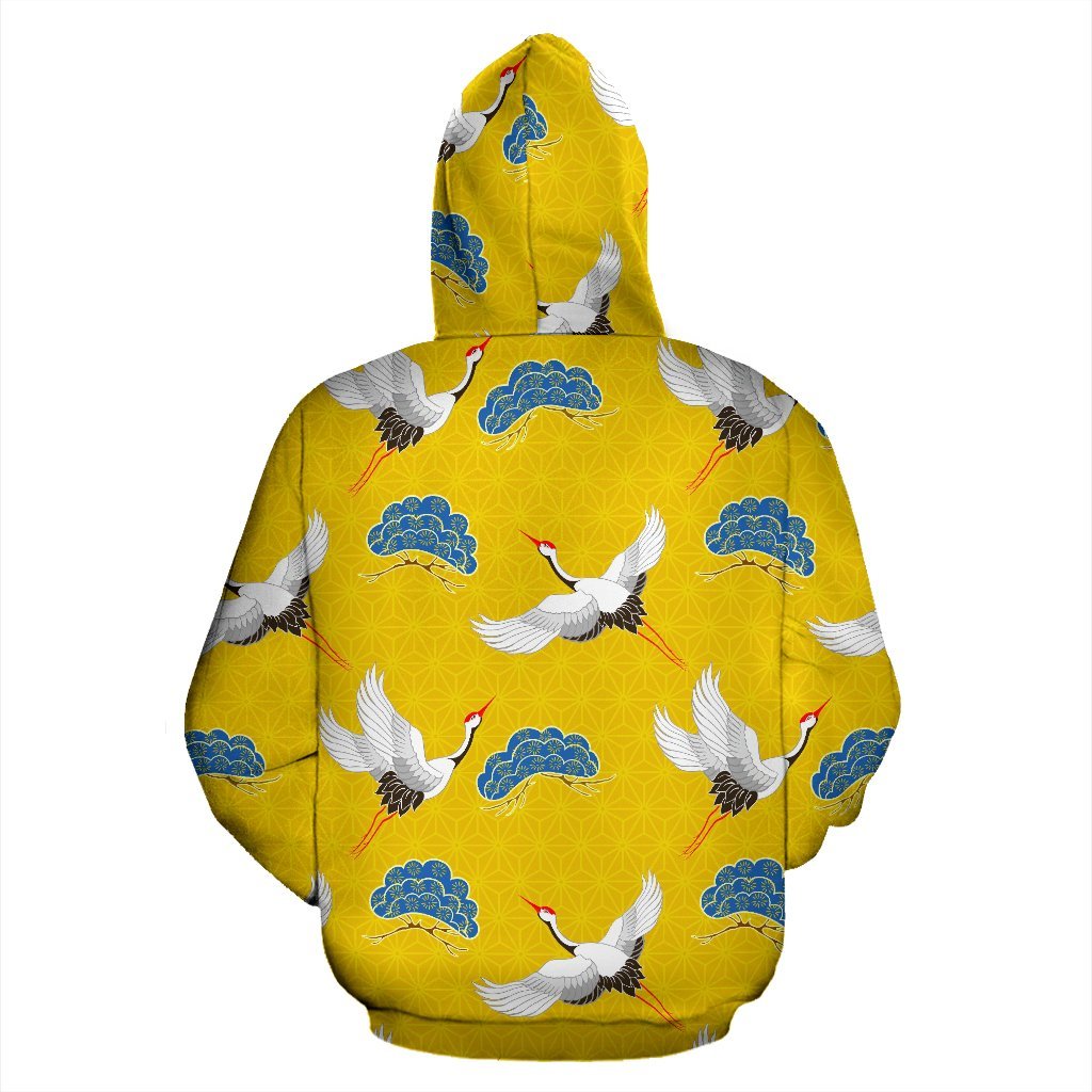 Heron Japanese Pattern Print Men Women Pullover Hoodie-grizzshop