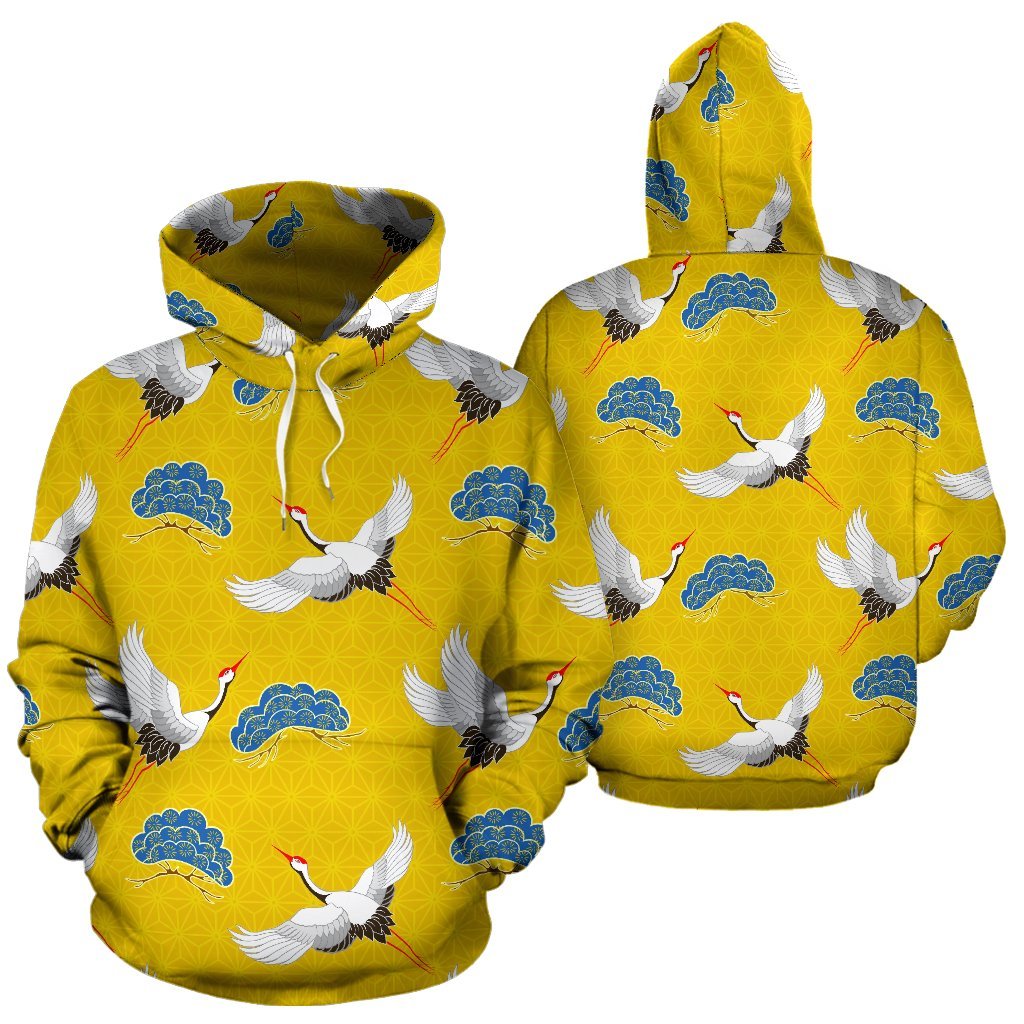 Heron Japanese Pattern Print Men Women Pullover Hoodie-grizzshop