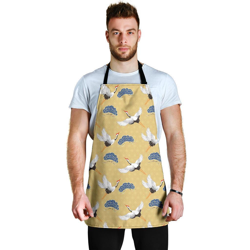 Heron Japanese Pattern Print Men's Apron-grizzshop