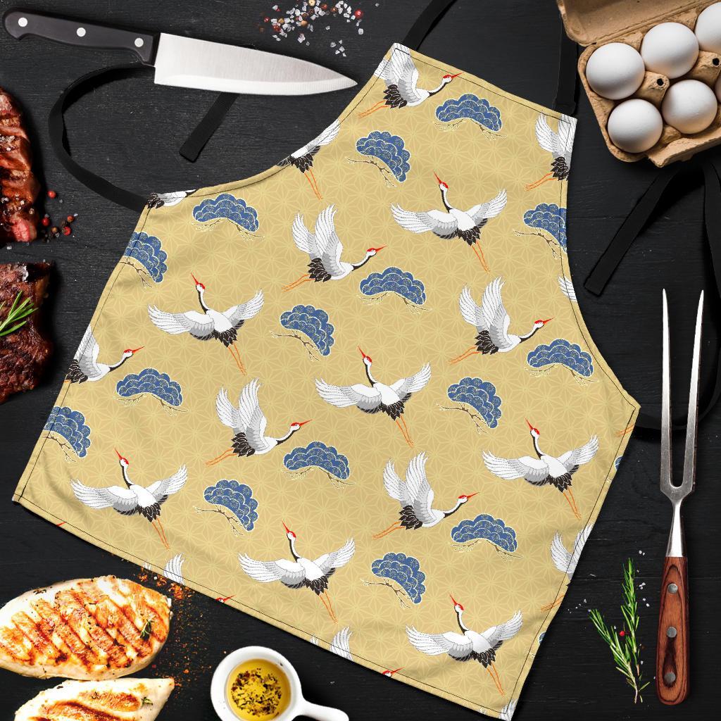 Heron Japanese Pattern Print Men's Apron-grizzshop