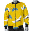 Heron Japanese Pattern Print Men's Bomber Jacket-grizzshop