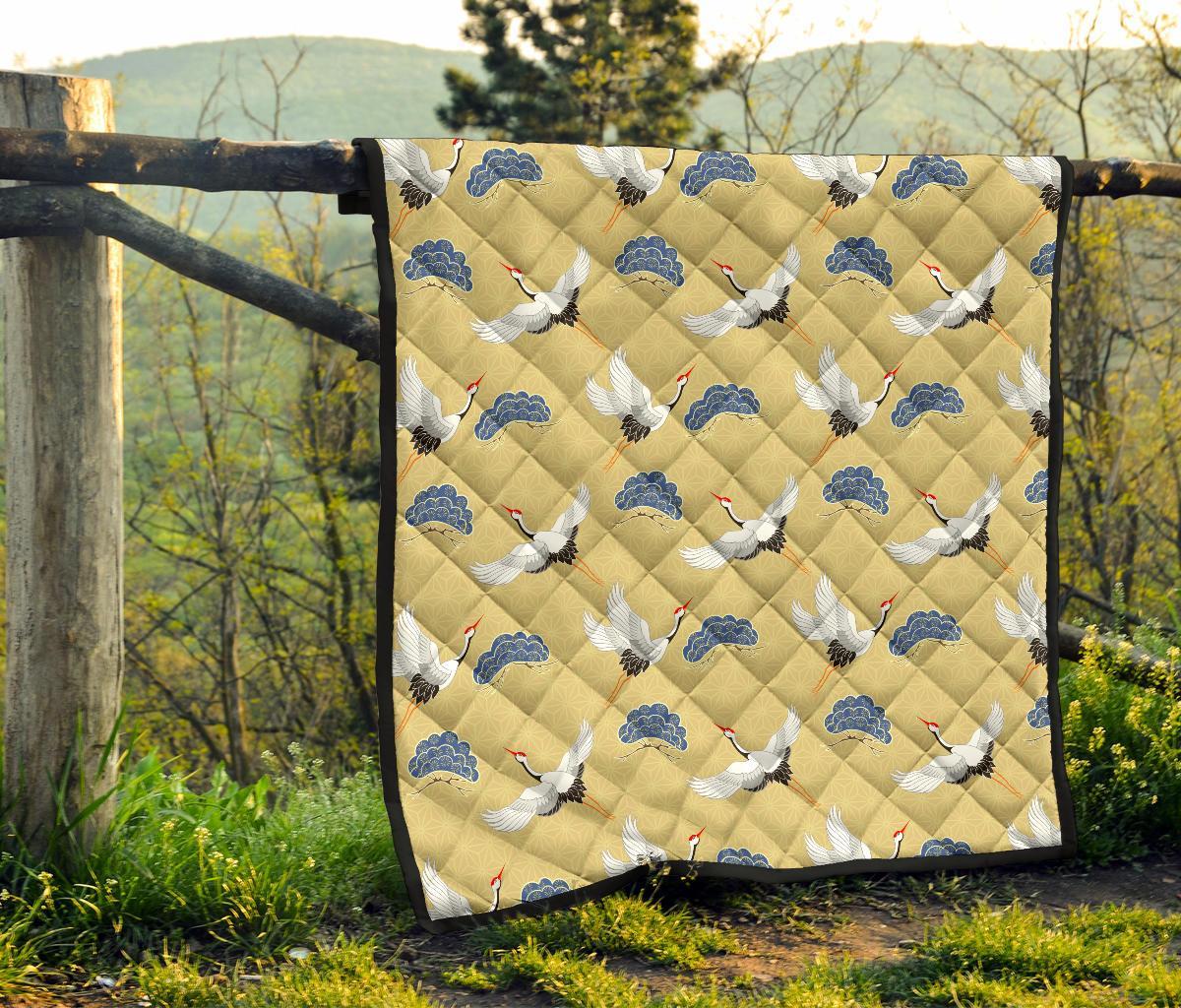 Heron Japanese Pattern Print Quilt-grizzshop