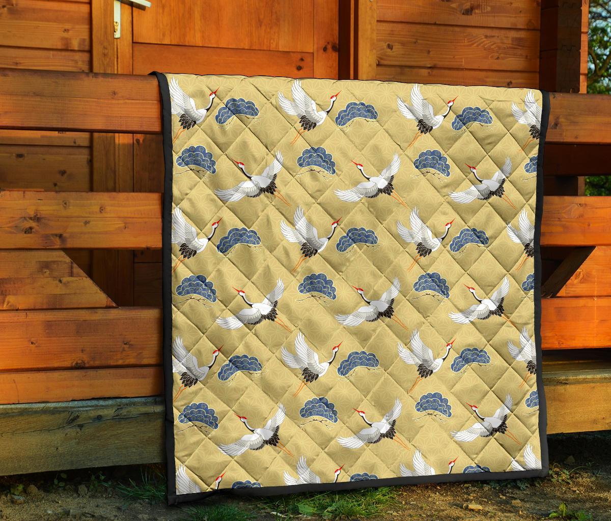 Heron Japanese Pattern Print Quilt-grizzshop