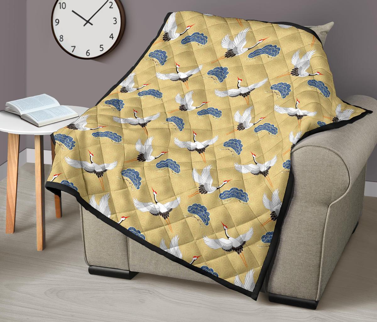 Heron Japanese Pattern Print Quilt-grizzshop