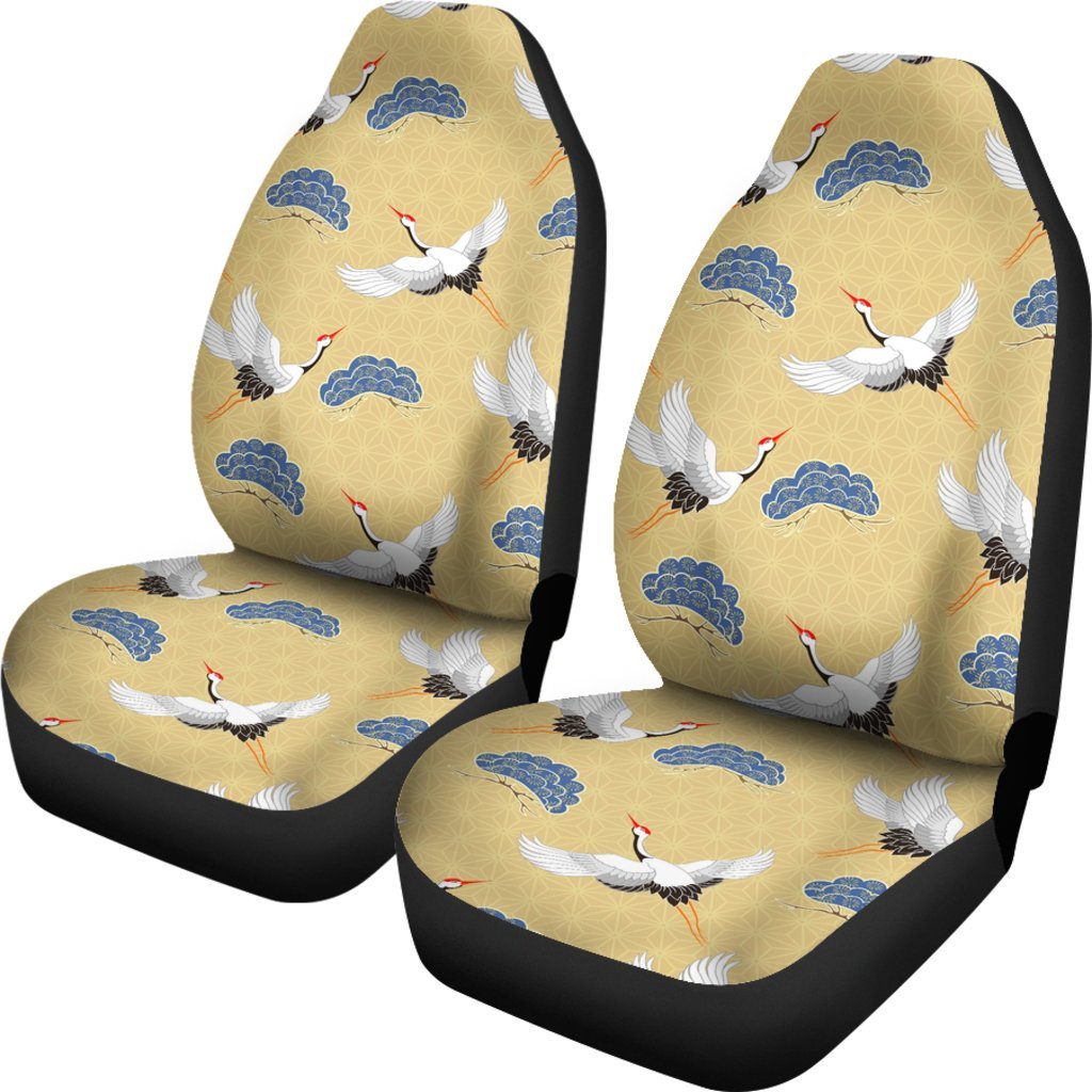 Heron Japanese Pattern Print Universal Fit Car Seat Covers-grizzshop