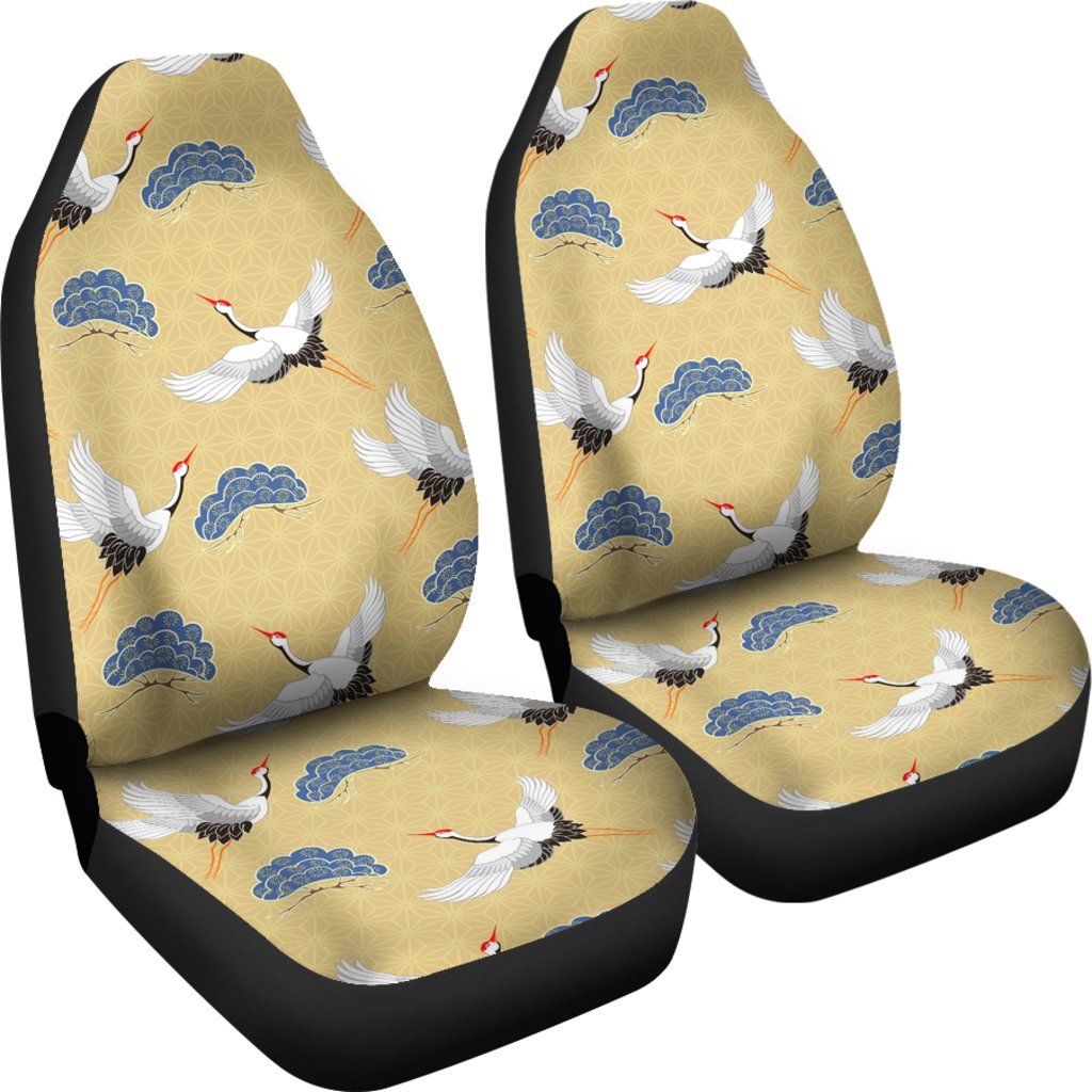 Heron Japanese Pattern Print Universal Fit Car Seat Covers-grizzshop