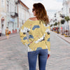 Heron Japanese Pattern Print Women Off Shoulder Sweatshirt-grizzshop