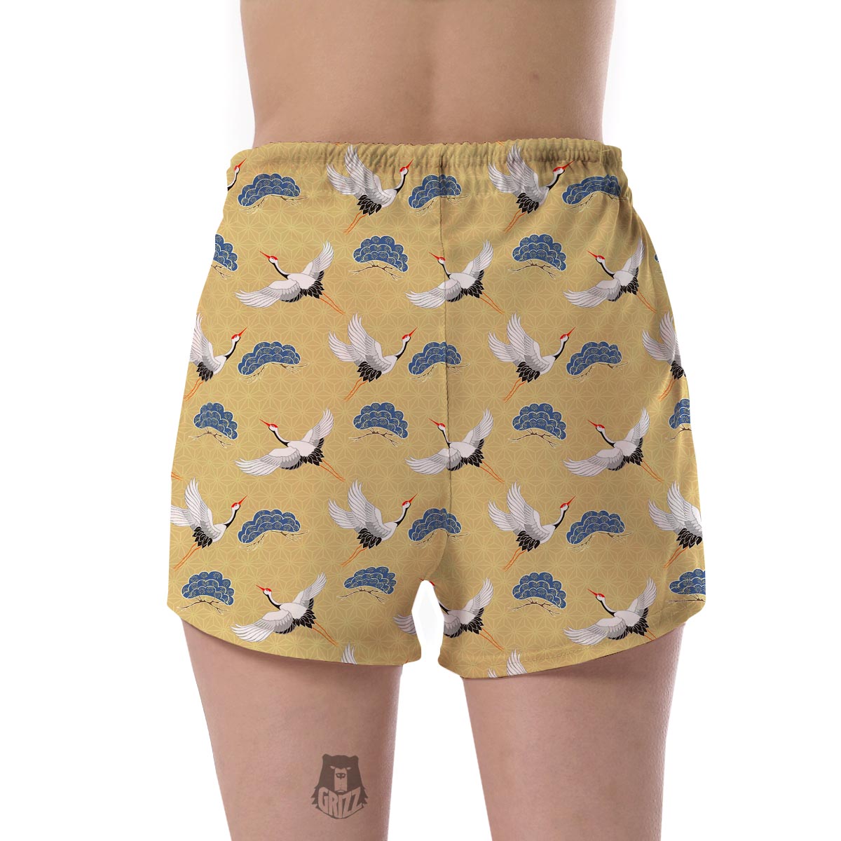 Heron Japanese Pattern Print Women's Shorts-grizzshop