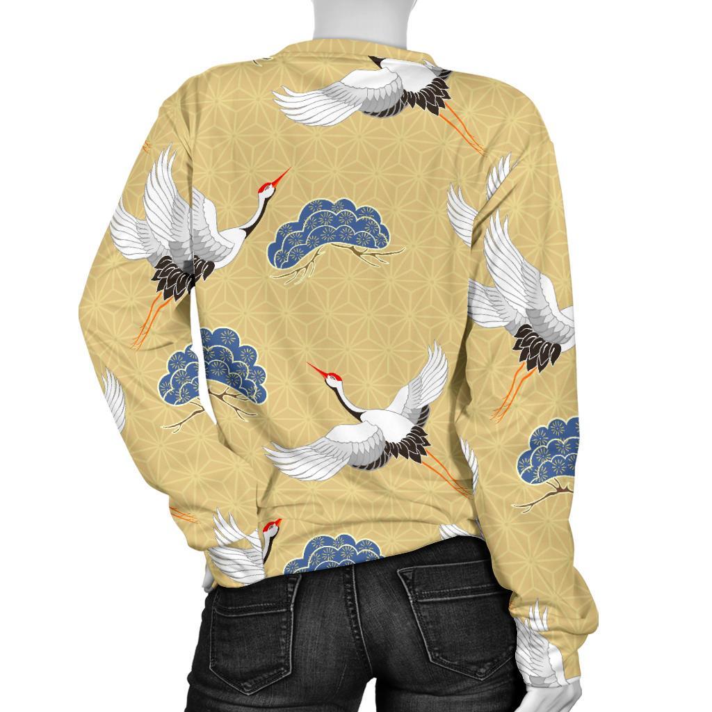 Heron Japanese Pattern Print Women's Sweatshirt-grizzshop