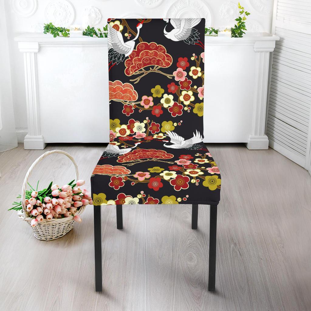 Heron Japanese Print Pattern Chair Cover-grizzshop