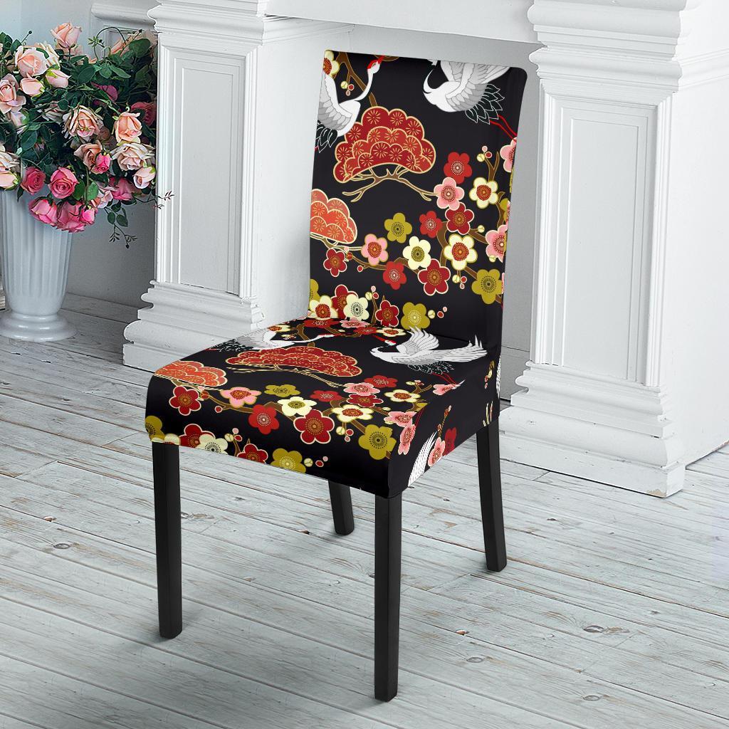 Heron Japanese Print Pattern Chair Cover-grizzshop