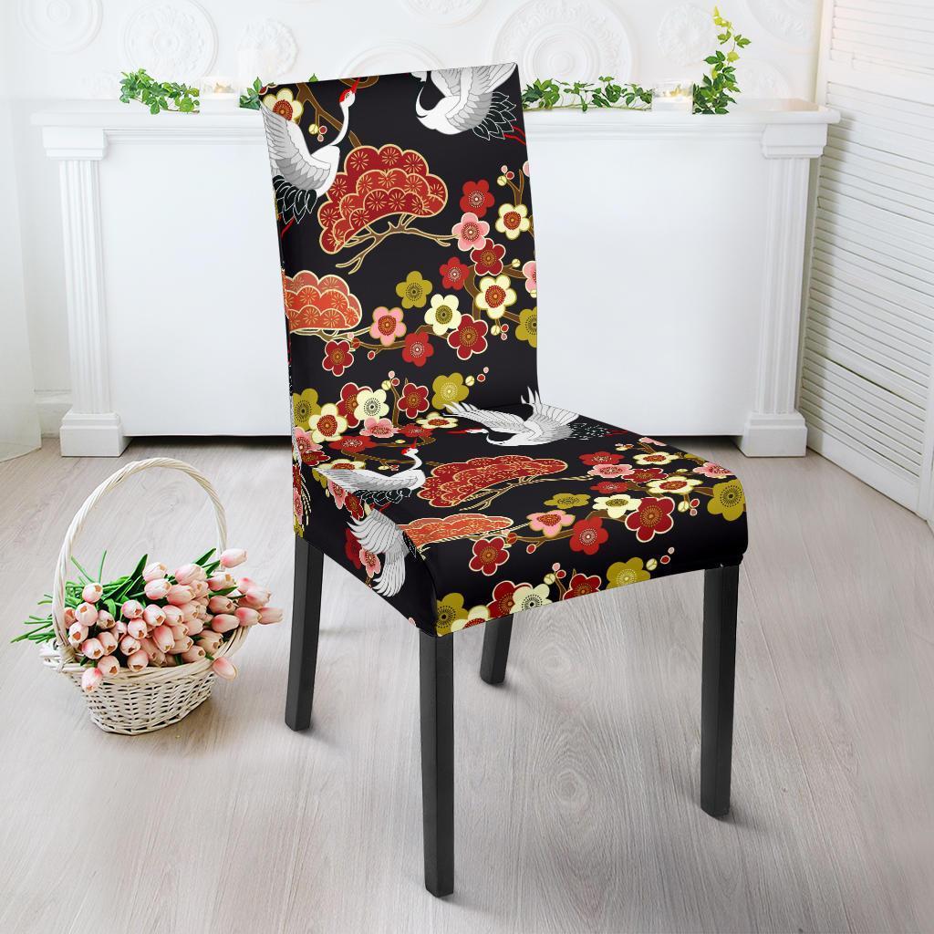 Heron Japanese Print Pattern Chair Cover-grizzshop