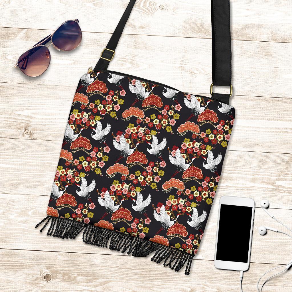 Heron Japanese Print Pattern Crossbody bags-grizzshop