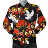 Heron Japanese Print Pattern Men's Bomber Jacket-grizzshop