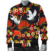 Heron Japanese Print Pattern Men's Bomber Jacket-grizzshop