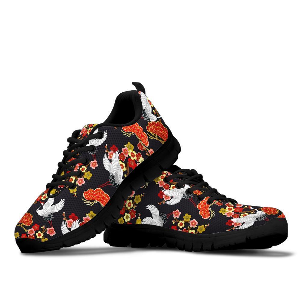 Heron Japanese Print Pattern Sneaker Shoes For Men Women-grizzshop