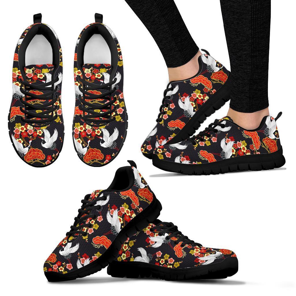 Heron Japanese Print Pattern Sneaker Shoes For Men Women-grizzshop