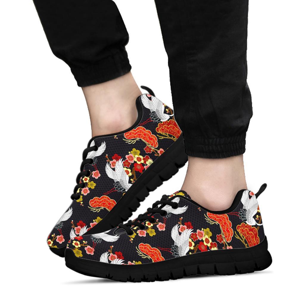 Heron Japanese Print Pattern Sneaker Shoes For Men Women-grizzshop