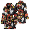 Heron Japanese Print Pattern Women Long Robe-grizzshop