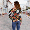 Heron Japanese Print Pattern Women Off Shoulder Sweatshirt-grizzshop