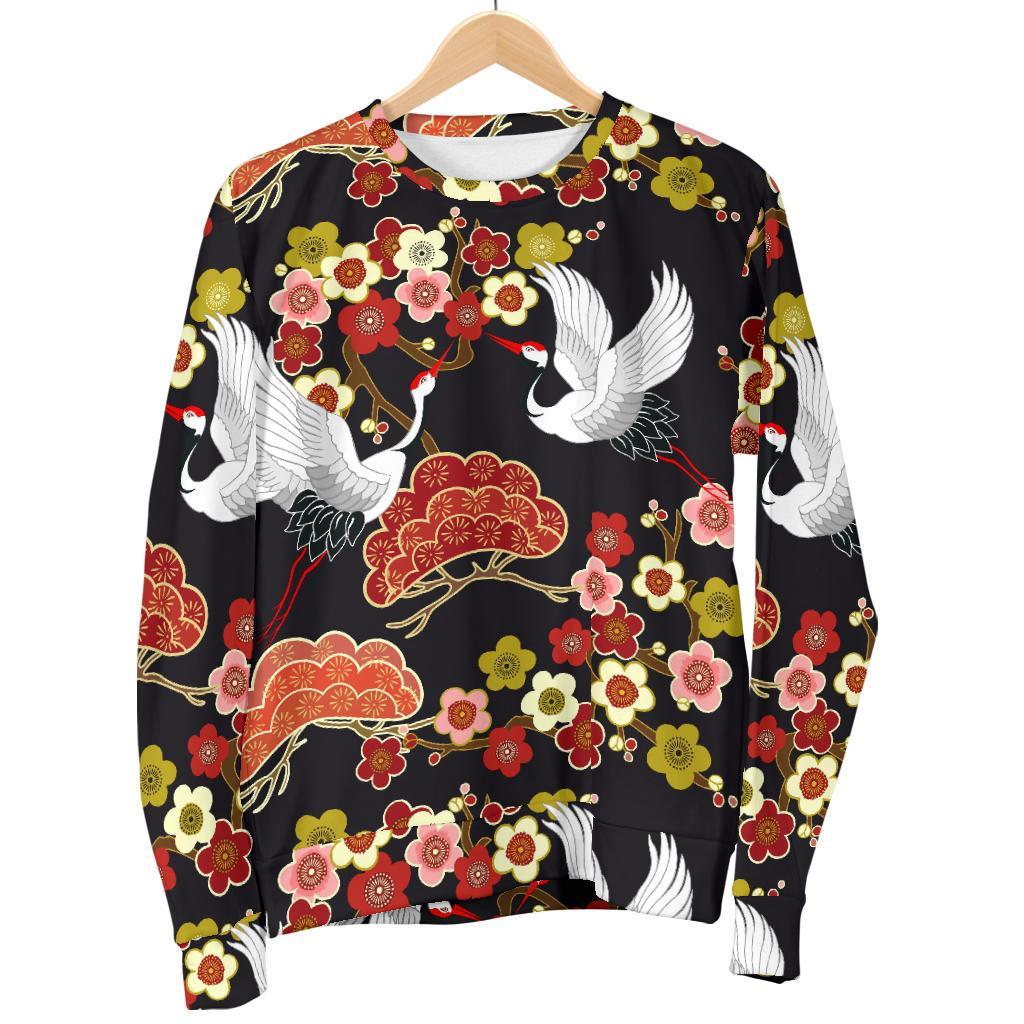 Heron Japanese Print Pattern Women's Sweatshirt-grizzshop