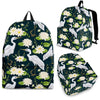 Heron Lotus Pattern Print Backpack-grizzshop