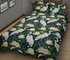 Heron Lotus Pattern Print Bed Set Quilt-grizzshop