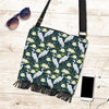 Heron Lotus Pattern Print Crossbody bags-grizzshop