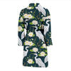 Heron Lotus Pattern Print Men Long Robe-grizzshop