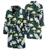 Heron Lotus Pattern Print Men Long Robe-grizzshop