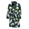 Heron Lotus Pattern Print Men Long Robe-grizzshop