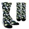 Heron Lotus Pattern Print Unisex Crew Socks-grizzshop