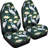 Heron Lotus Pattern Print Universal Fit Car Seat Covers-grizzshop