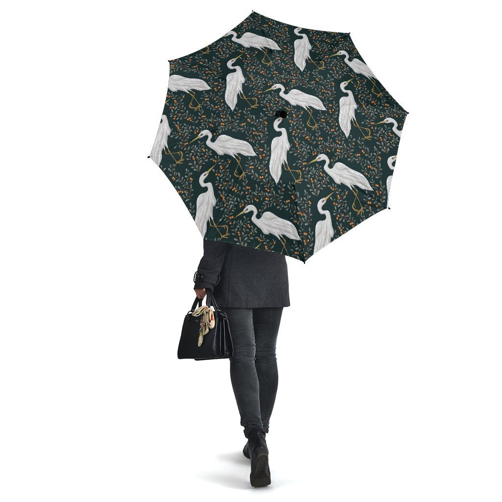 Heron Pattern Print Automatic Foldable Umbrella-grizzshop