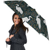 Heron Pattern Print Automatic Foldable Umbrella-grizzshop