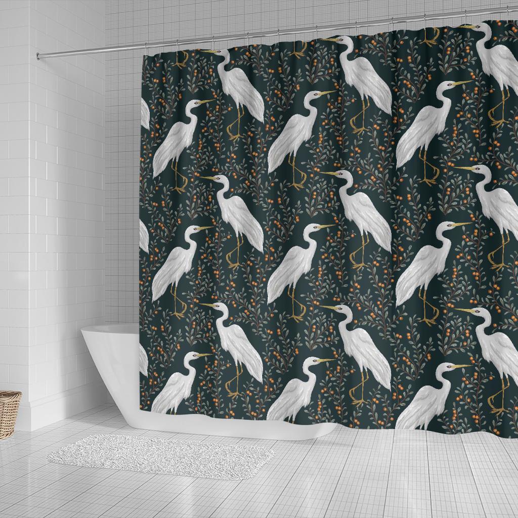 Heron Pattern Print Bathroom Shower Curtain-grizzshop