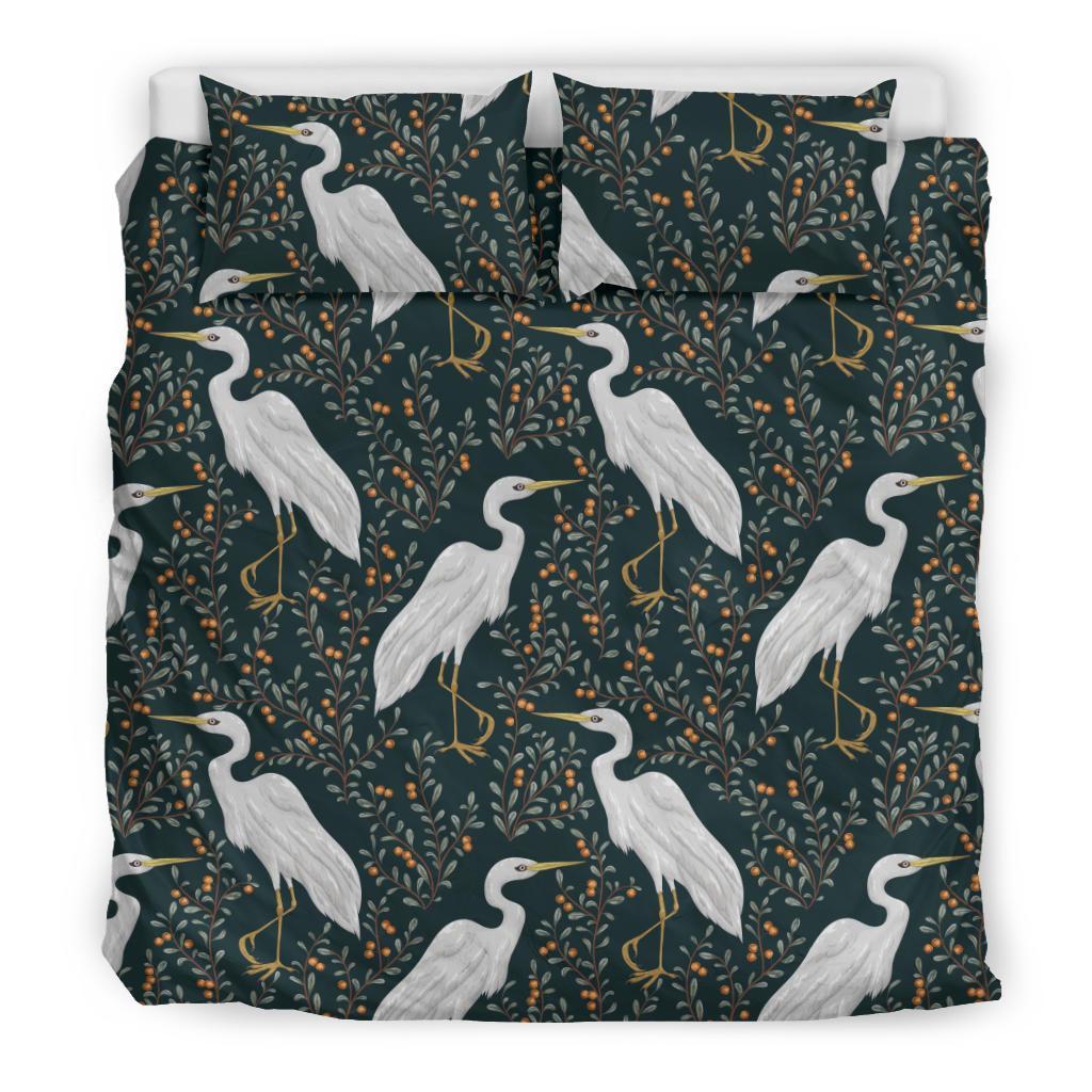 Heron Pattern Print Duvet Cover Bedding Set-grizzshop