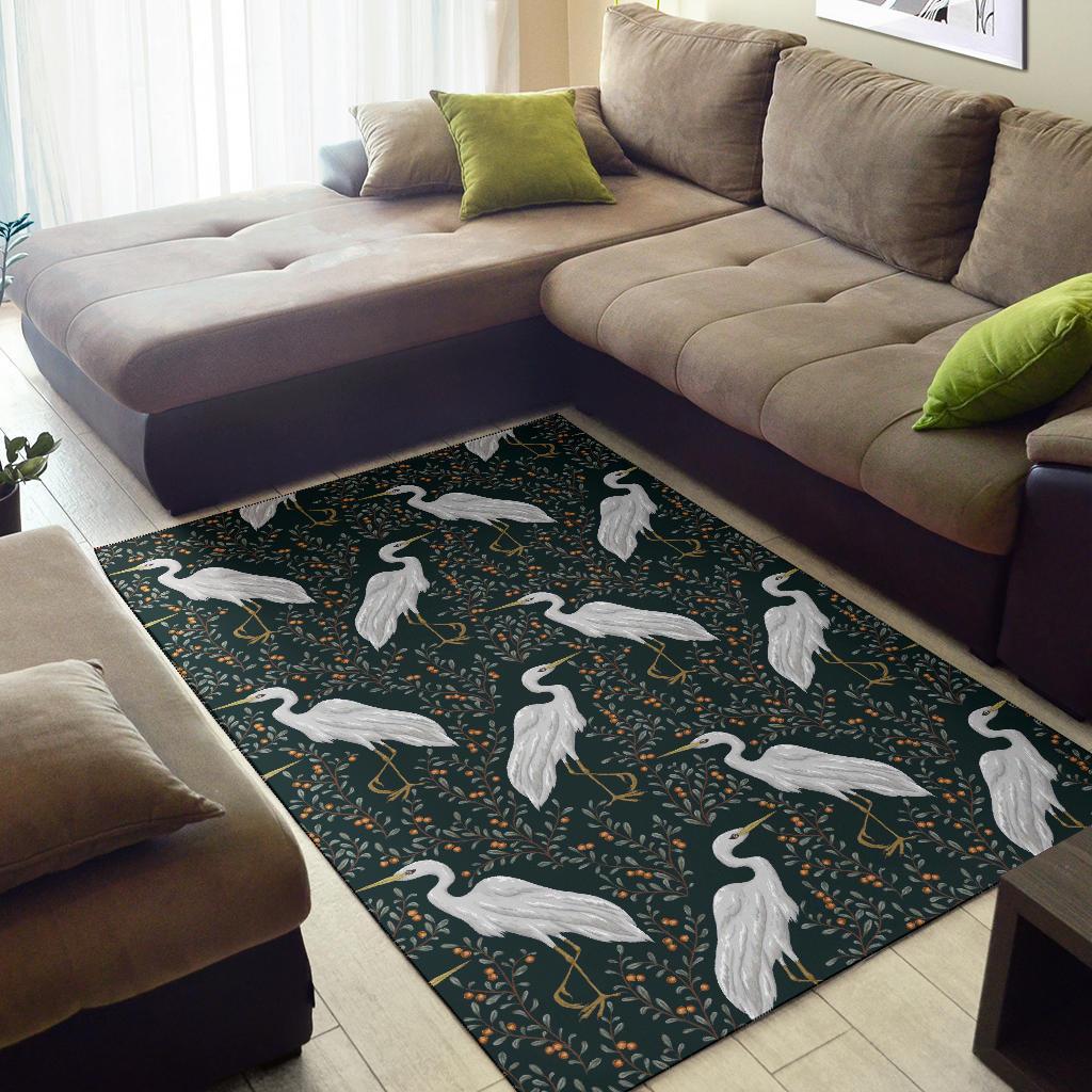 Heron Pattern Print Floor Mat-grizzshop