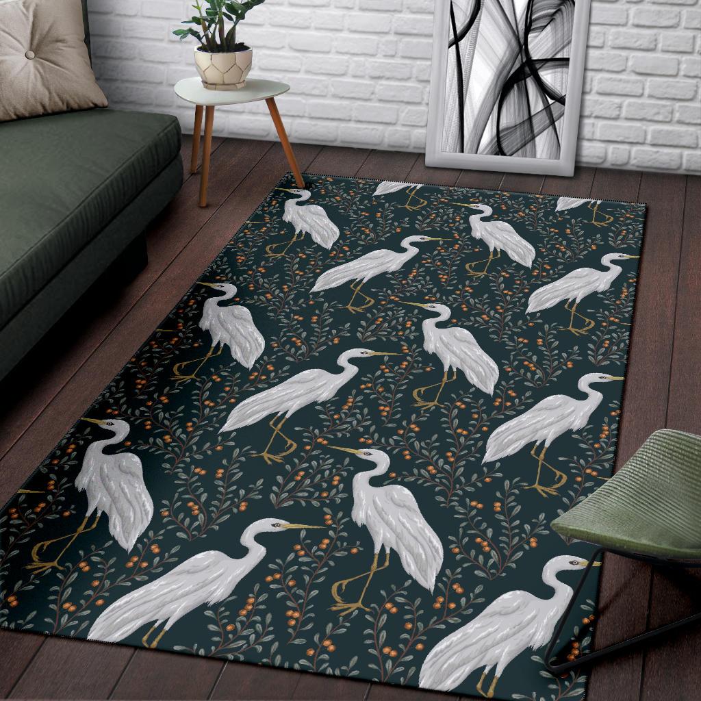 Heron Pattern Print Floor Mat-grizzshop