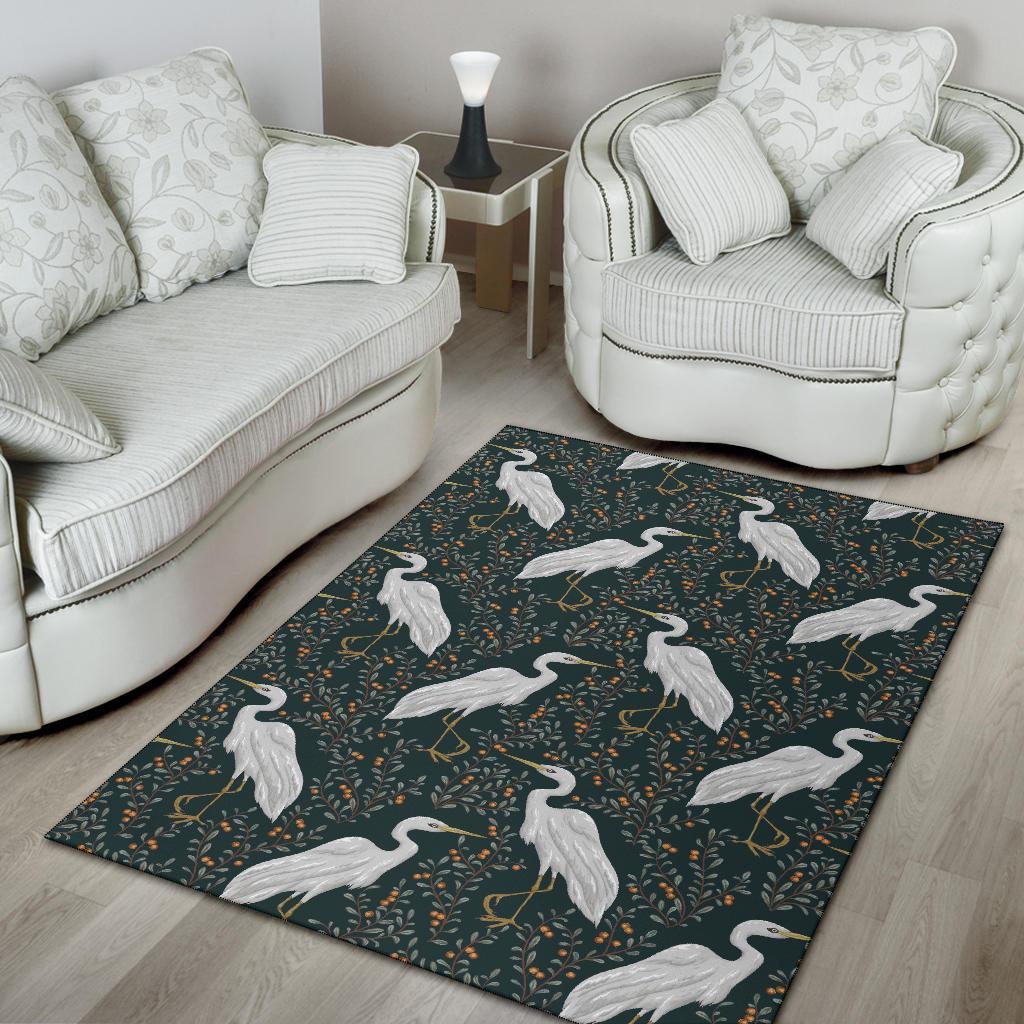 Heron Pattern Print Floor Mat-grizzshop