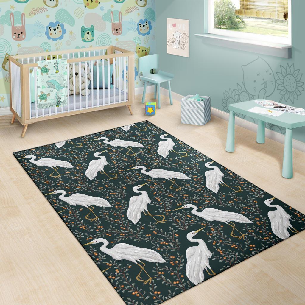 Heron Pattern Print Floor Mat-grizzshop