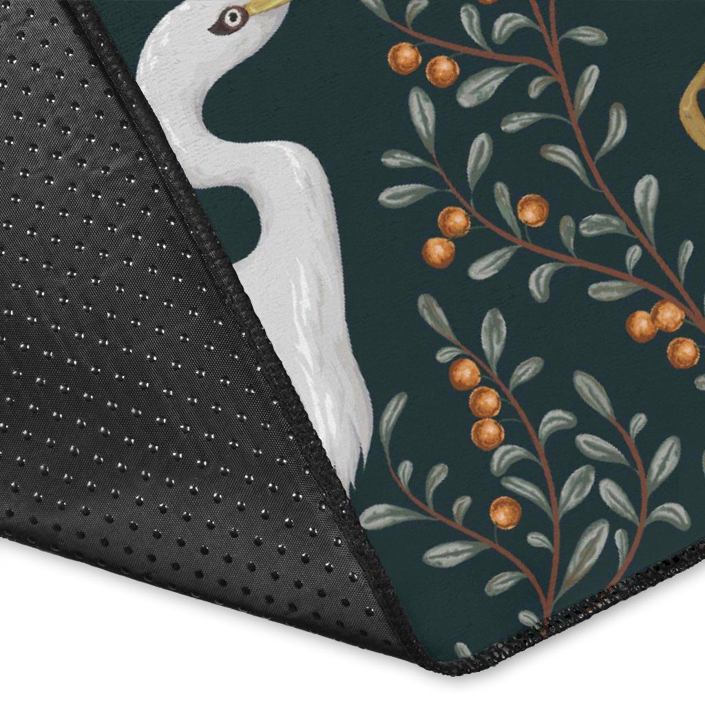 Heron Pattern Print Floor Mat-grizzshop